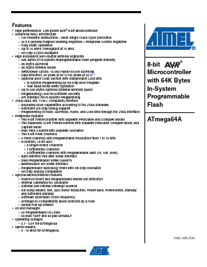ATMEGA64A-MU Datasheet PDF Atmel Corporation