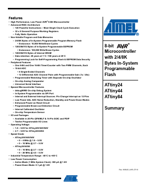 ATTINY24V Datasheet PDF Atmel Corporation