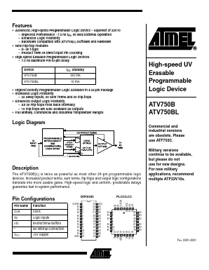 ATV750B-15JI Datasheet PDF Atmel Corporation