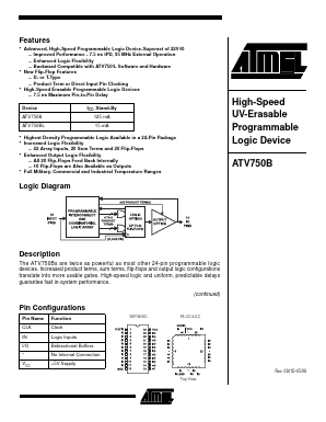 ATV750B-15PC Datasheet PDF Atmel Corporation