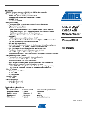 ATXMEGA256A3B-MU Datasheet PDF Atmel Corporation