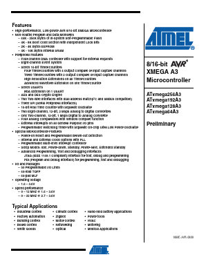 ATXMEGA192A3-MU Datasheet PDF Atmel Corporation