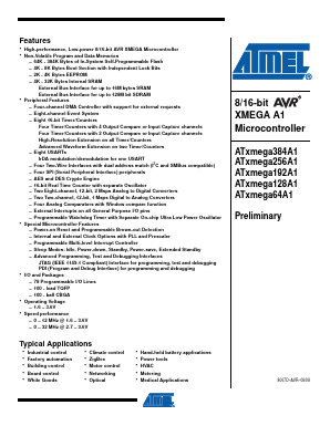 ATXMEGA128A1 Datasheet PDF Atmel Corporation