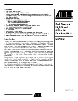 5962-9161709VZC Datasheet PDF Atmel Corporation