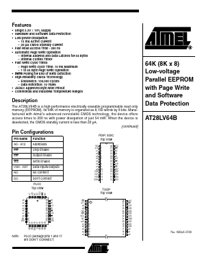 AT28LV64B Datasheet PDF Atmel Corporation