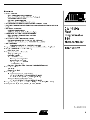 T89C51RD2-SMRIL Datasheet PDF Atmel Corporation