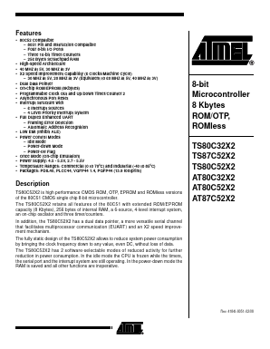 AT80C32X2-SLSUM Datasheet PDF Atmel Corporation