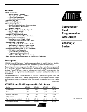 AT6010ALV-4QC Datasheet PDF Atmel Corporation