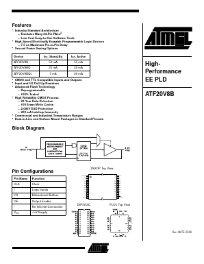 ATF20V8B-10XI Datasheet PDF Atmel Corporation