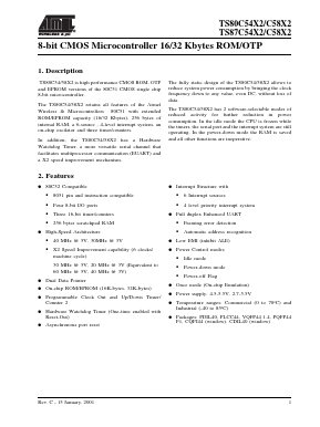 TS80C54X2-MCC Datasheet PDF Atmel Corporation