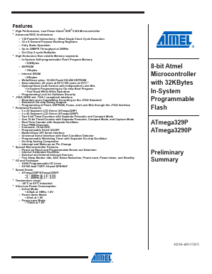 ATMEGA3290P-20ANR Datasheet PDF Atmel Corporation