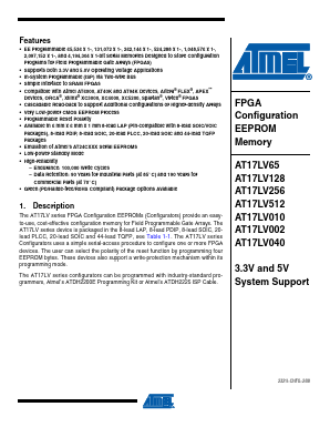 AT17LV256-10JU Datasheet PDF Atmel Corporation