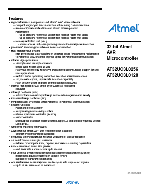 AT32UC3L0128-ZAUT Datasheet PDF Atmel Corporation