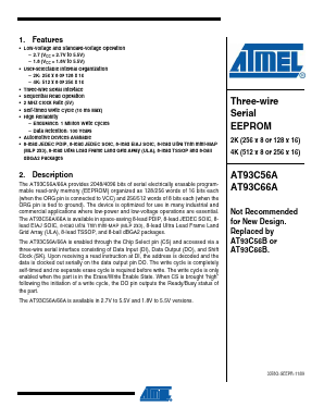 AT93C56A Datasheet PDF Atmel Corporation