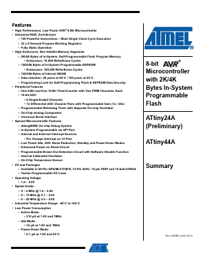 ATTINY44A-MU_ Datasheet PDF Atmel Corporation
