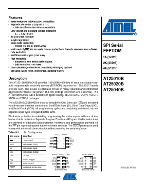 AT25040B-ME11L Datasheet PDF Atmel Corporation
