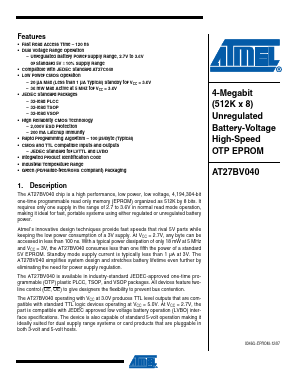 AT27BV040-12JI Datasheet PDF Atmel Corporation