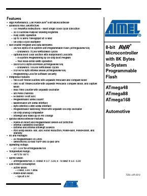 ATMEGA48-15AZV Datasheet PDF Atmel Corporation