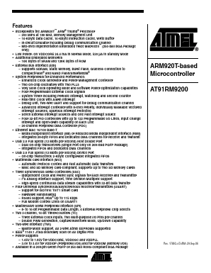 AT91RM9200-CI-002 Datasheet PDF Atmel Corporation