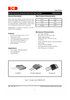 MBR20H100CTF-E1 Datasheet PDF BCD Semiconductor
