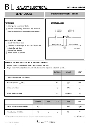 1N5221B Datasheet PDF Galaxy Semi-Conductor