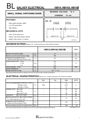 1N914 Datasheet PDF Galaxy Semi-Conductor
