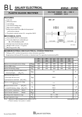 BY255Z Datasheet PDF Galaxy Semi-Conductor