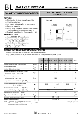 SB530 Datasheet PDF Galaxy Semi-Conductor