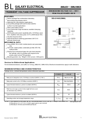 SMAJ54 Datasheet PDF Galaxy Semi-Conductor