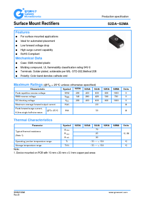 S2JA Datasheet PDF Galaxy Semi-Conductor