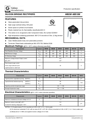 MB8M Datasheet PDF Galaxy Semi-Conductor
