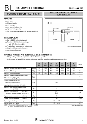 RL251 Datasheet PDF Galaxy Semi-Conductor