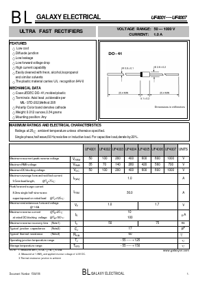 UF4005 Datasheet PDF Galaxy Semi-Conductor