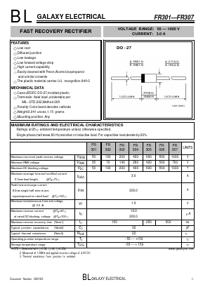 FR303 Datasheet PDF Galaxy Semi-Conductor