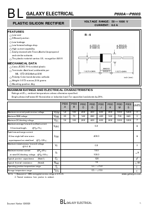 P600D Datasheet PDF Galaxy Semi-Conductor