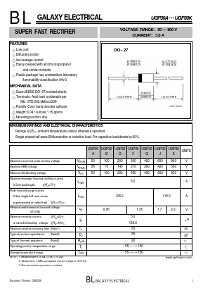UGP30A Datasheet PDF Galaxy Semi-Conductor