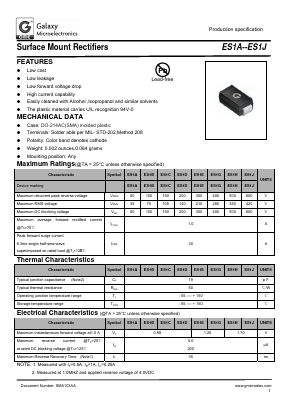 ES1D Datasheet PDF Galaxy Semi-Conductor
