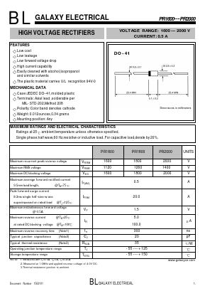 PR2000 Datasheet PDF Galaxy Semi-Conductor