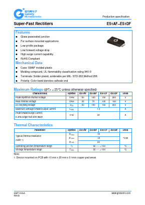 ES1AF Datasheet PDF Galaxy Semi-Conductor
