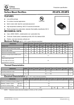 RS1JFA Datasheet PDF Galaxy Semi-Conductor