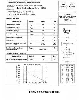 2N3055 Datasheet PDF Boca Semiconductor