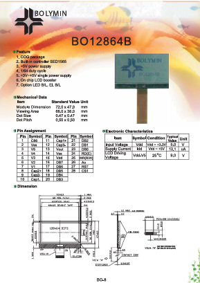BO12864B Datasheet PDF BOLYMIN Inc