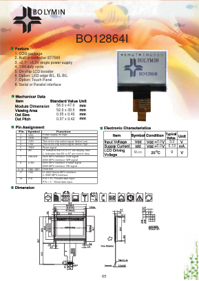 BO12864I Datasheet PDF BOLYMIN Inc