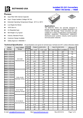 BMA1-15S1H6 Datasheet PDF Bothhand USA, LP.