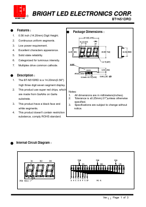 BT-N51DRD Datasheet PDF BRIGHT LED ELECTRONICS CORP