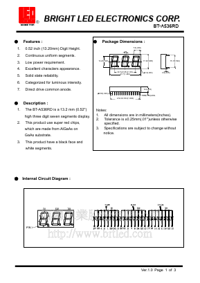 BT-A536RD Datasheet PDF BRIGHT LED ELECTRONICS CORP