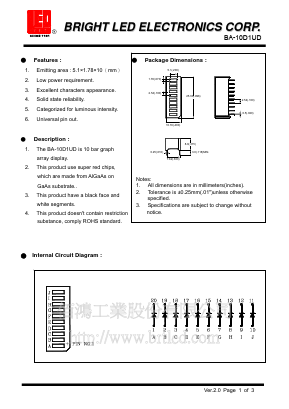 BA-10D1UD Datasheet PDF BRIGHT LED ELECTRONICS CORP
