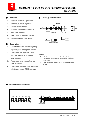 BX-M326RD Datasheet PDF BRIGHT LED ELECTRONICS CORP