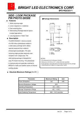 BPD-RQ03DV-1 Datasheet PDF BRIGHT LED ELECTRONICS CORP