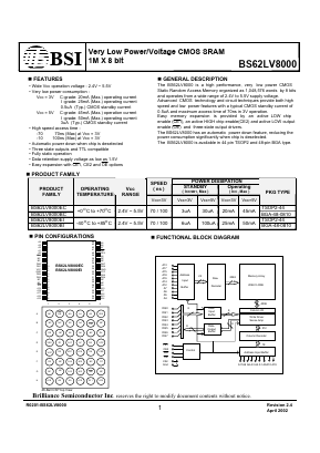 BS62LV8000EI-10 Datasheet PDF Brilliance Semiconductor
